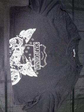 SHEIN Black Tee with White California Motorcycle Graphic